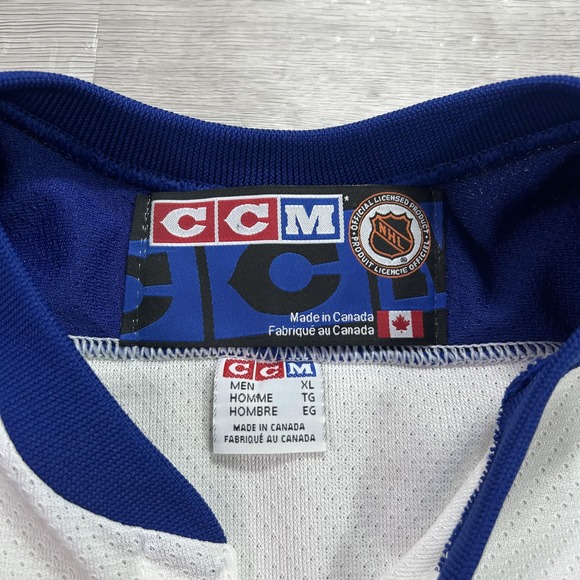 VINTAGE Toronto Maple Leafs Jersey Mens XL White Blue NHL Hockey CCM 90s - Picture 3 of 11